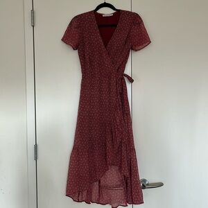 Abercrombie red print wrap dress